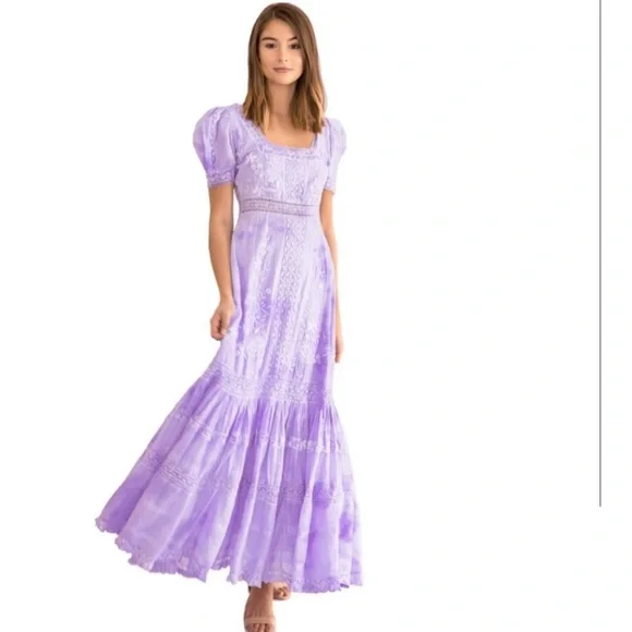 LoveShackFancy Ryan Maxi Dress In Lavender Size 4 - Picture 12 of 13